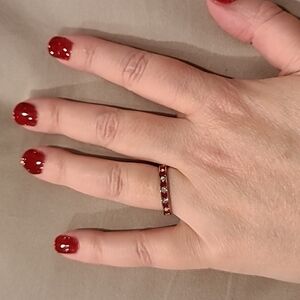Channel set red and clear stones cubic zirconia stainless steel eternity ring
